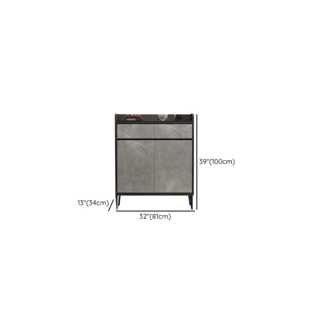 Meuble à chaussures moderne en bois gris avec plateau de rangement