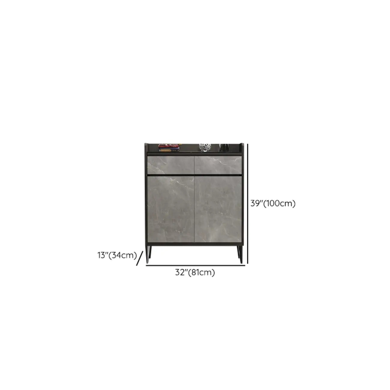 Meuble à chaussures moderne en bois gris avec plateau de rangement