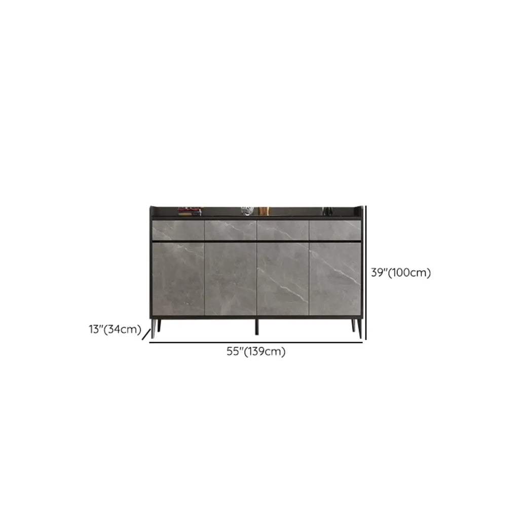 Meuble à chaussures moderne en bois gris avec plateau de rangement