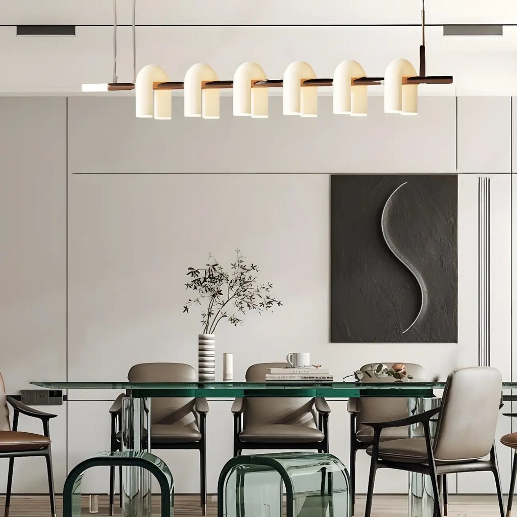 Suspension LED géométrique moderne à 6 lumières pour îlot de cuisine
