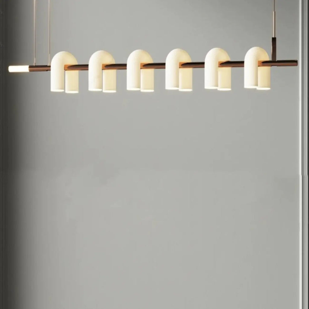 Suspension LED géométrique moderne à 6 lumières pour îlot de cuisine