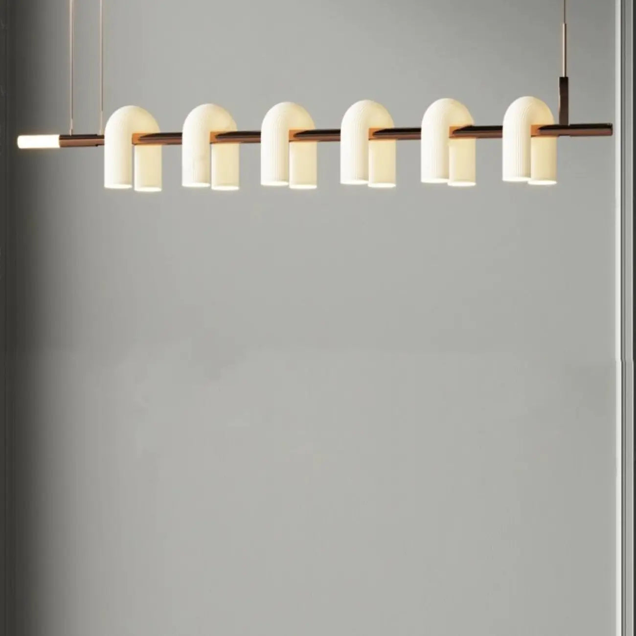Suspension LED géométrique moderne à 6 lumières pour îlot de cuisine