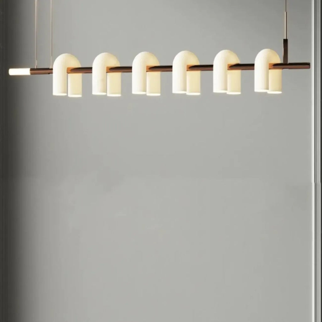 Suspension LED géométrique moderne à 6 lumières pour îlot de cuisine