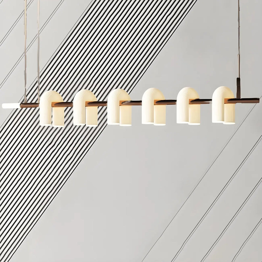 Suspension LED géométrique moderne à 6 lumières pour îlot de cuisine