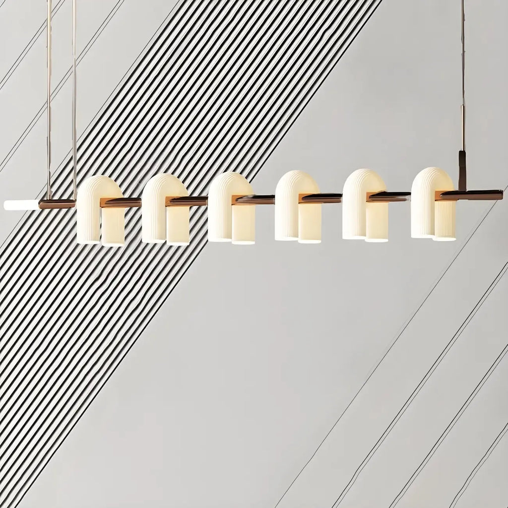 Suspension LED géométrique moderne à 6 lumières pour îlot de cuisine