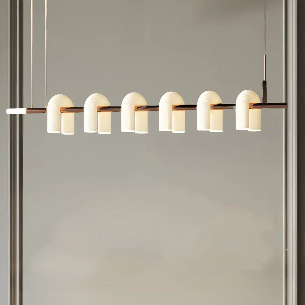 Suspension LED géométrique moderne à 6 lumières pour îlot de cuisine