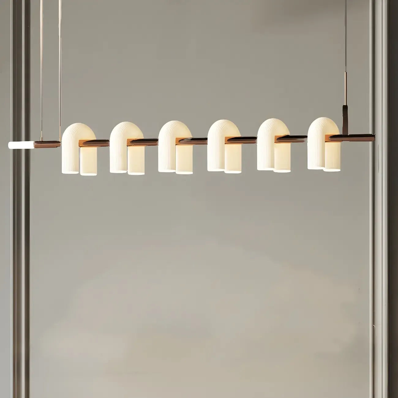 Suspension LED géométrique moderne à 6 lumières pour îlot de cuisine