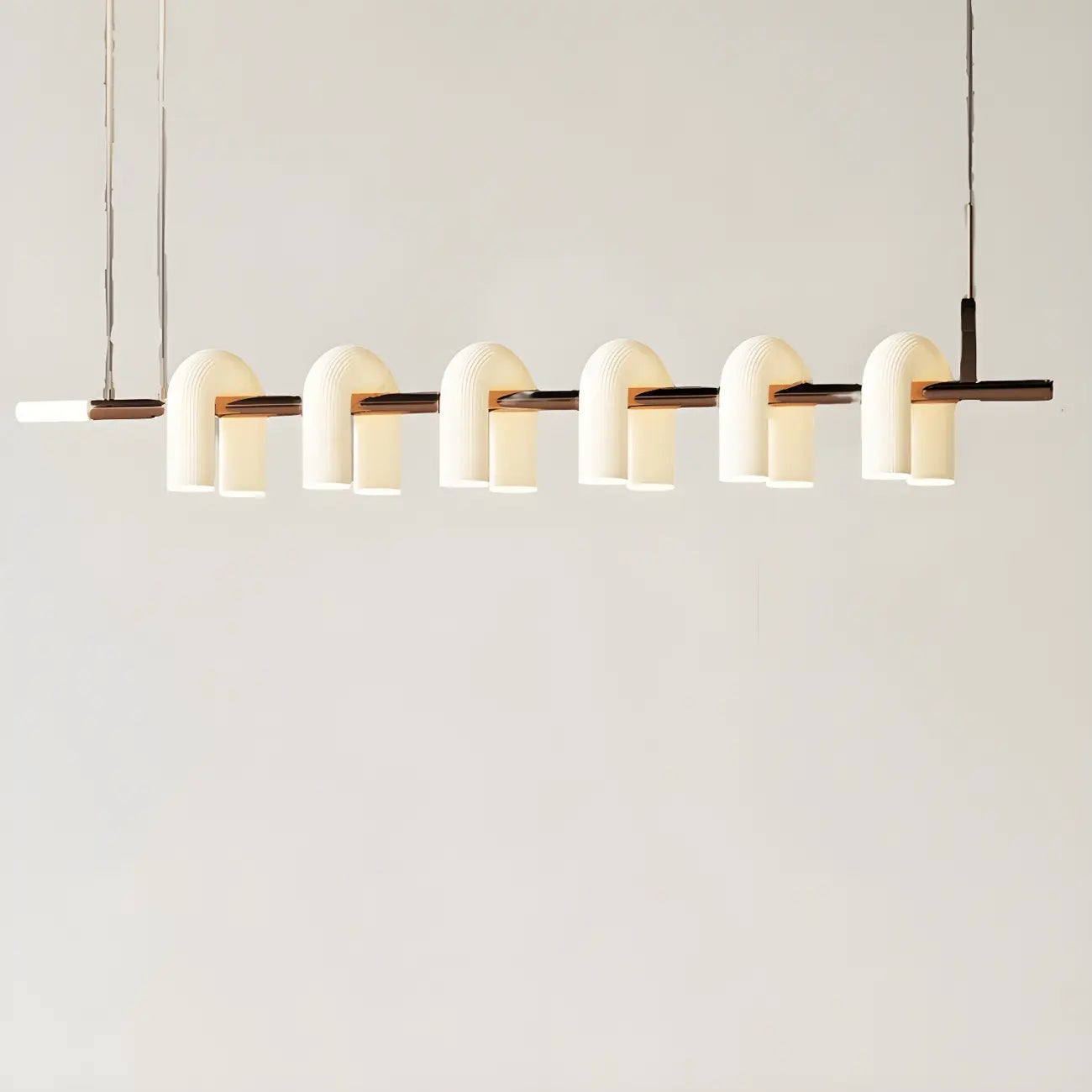 Suspension LED géométrique moderne à 6 lumières pour îlot de cuisine