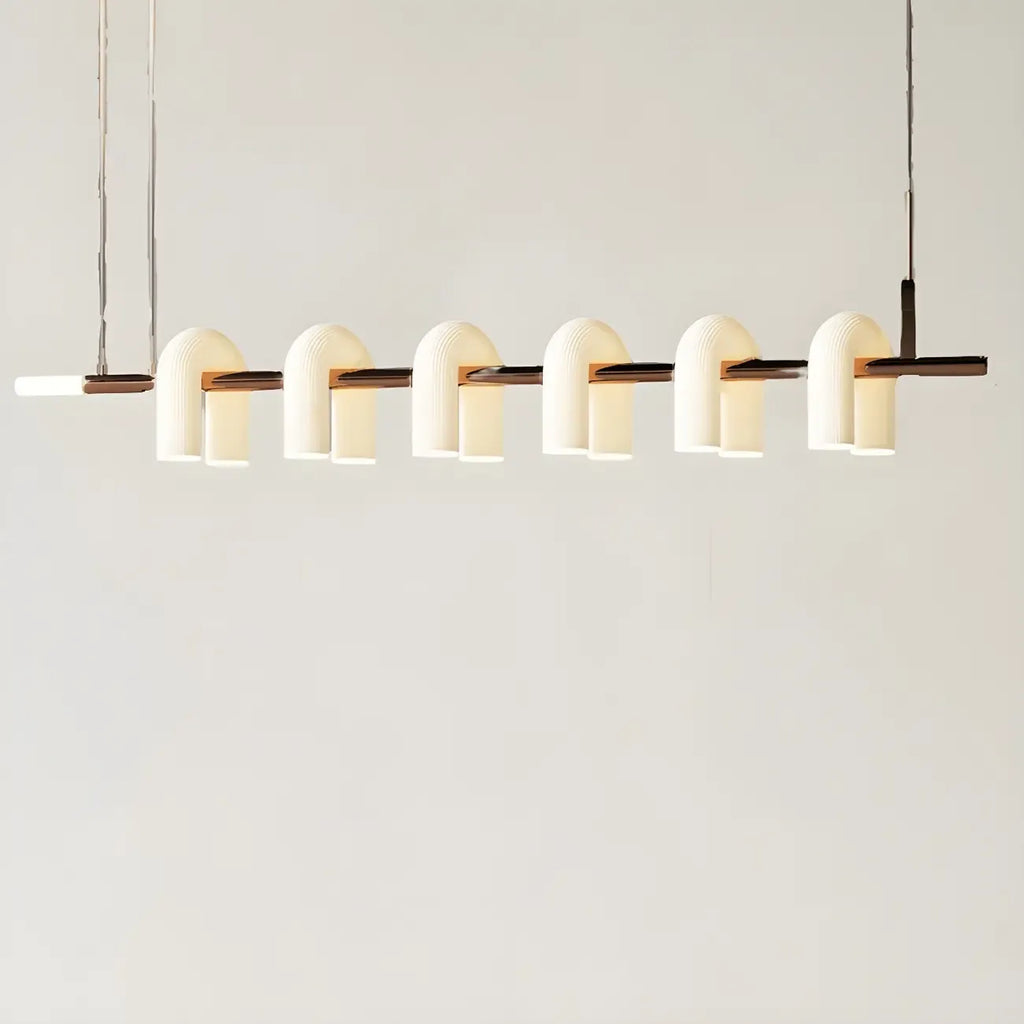 Suspension LED géométrique moderne à 6 lumières pour îlot de cuisine