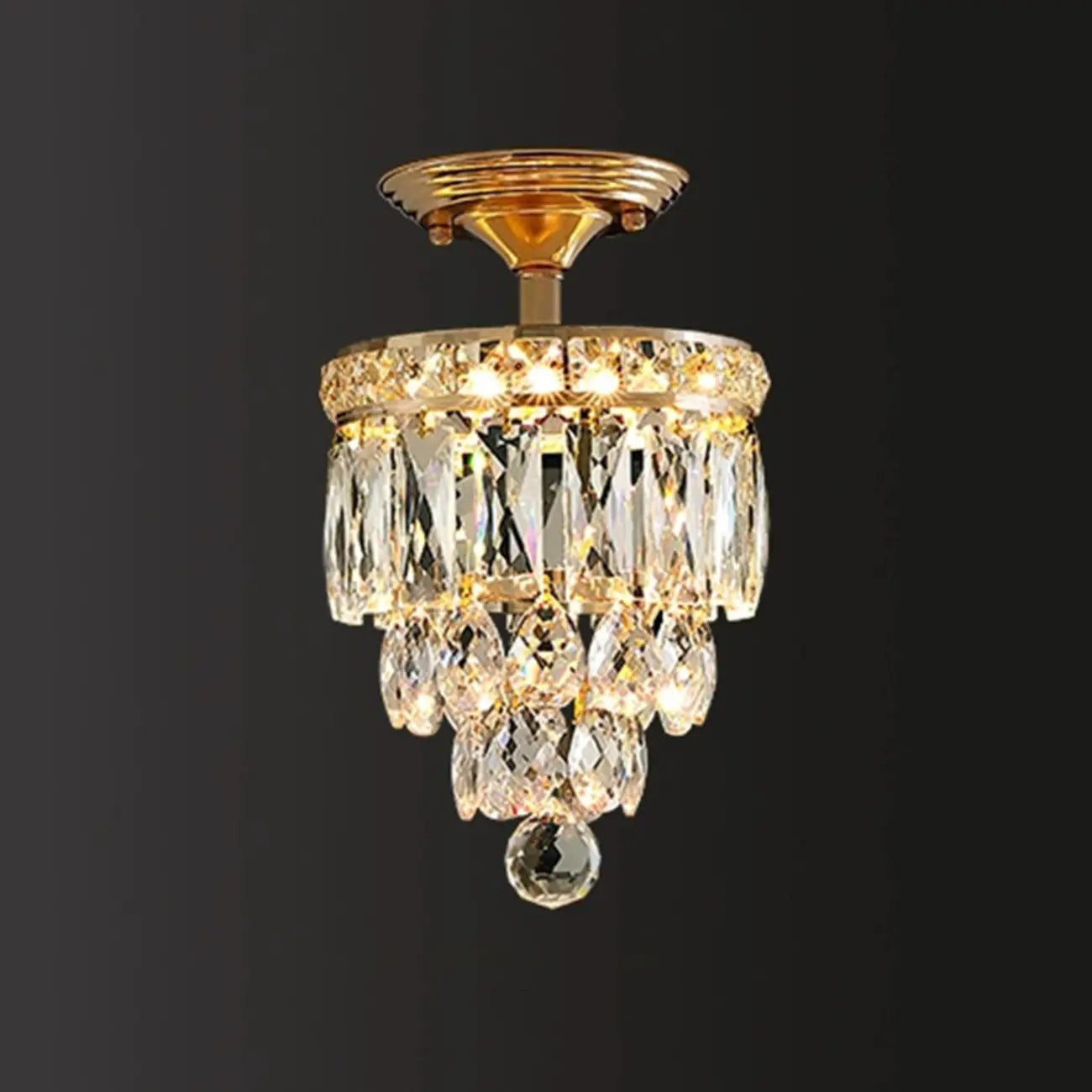 Plafonnier semi-encastré moderne à plusieurs niveaux en cristal pour couloir