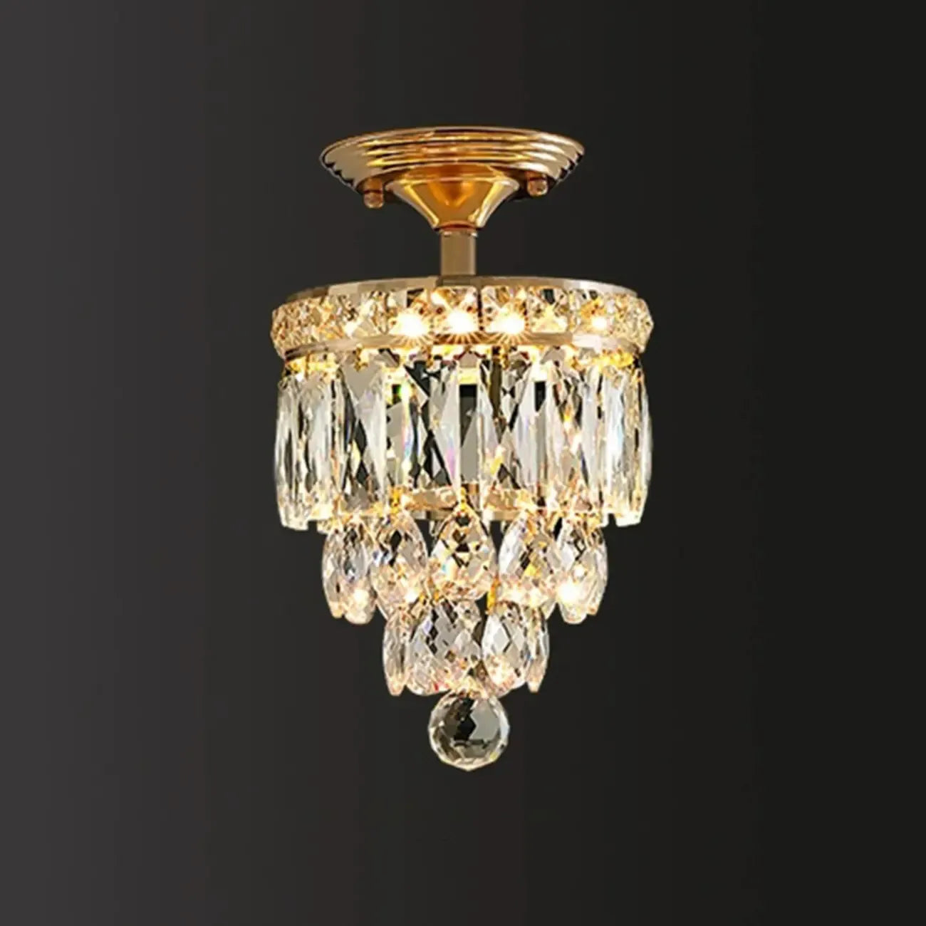 Plafonnier semi-encastré moderne à plusieurs niveaux en cristal pour couloir