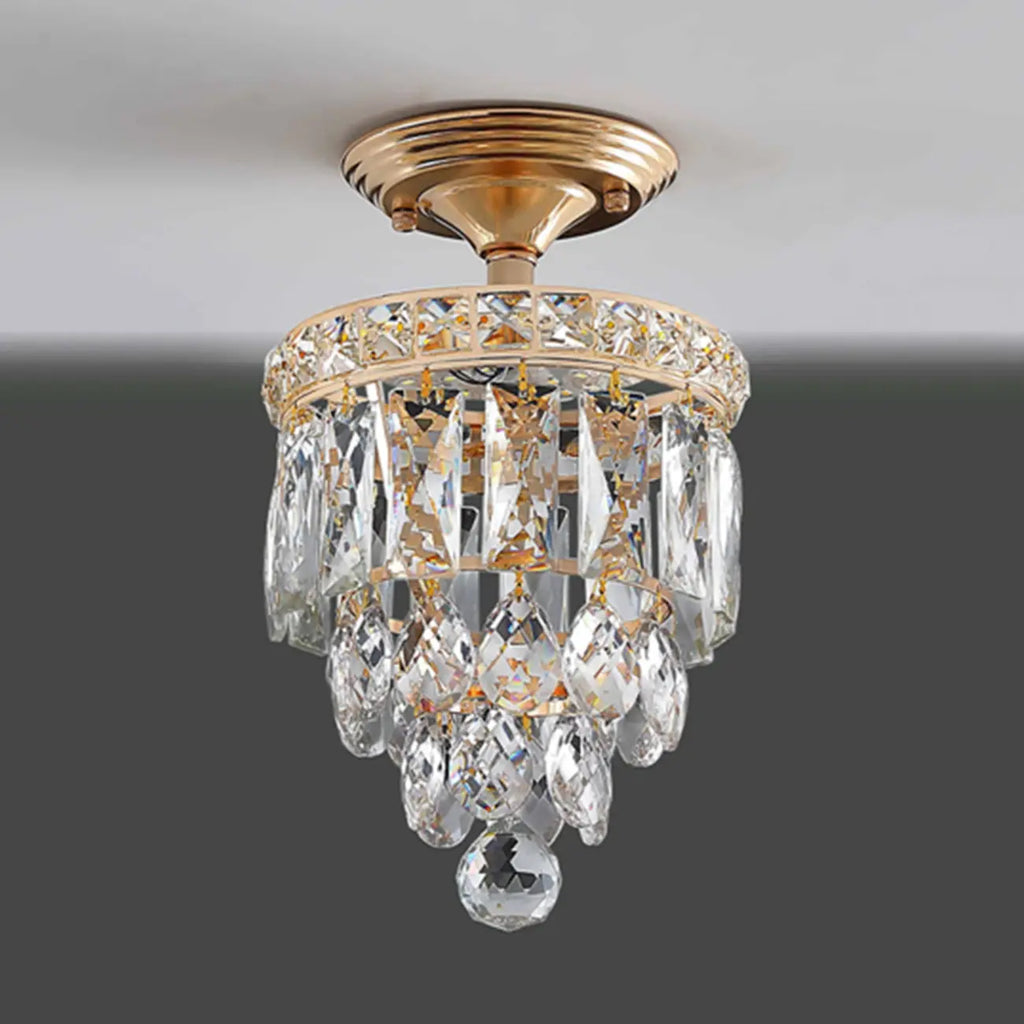 Plafonnier semi-encastré moderne à plusieurs niveaux en cristal pour couloir