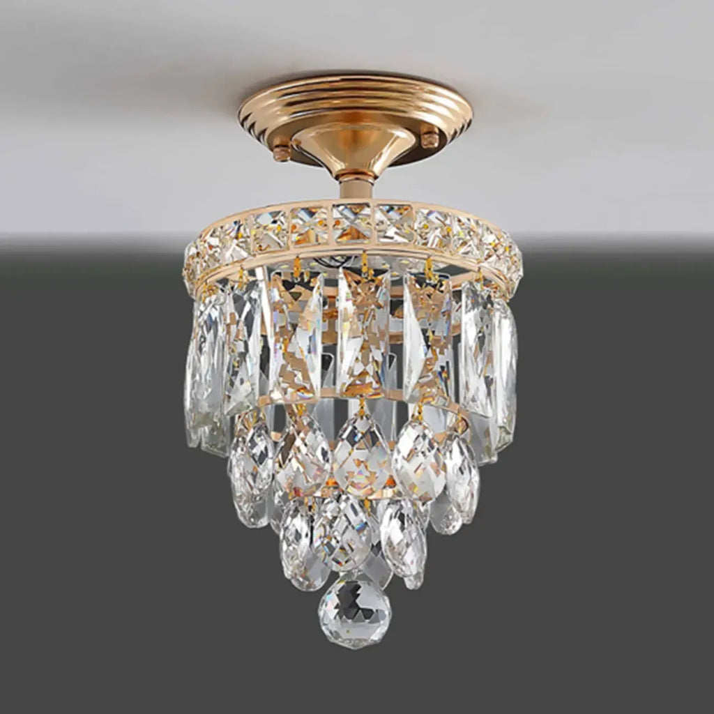 Plafonnier semi-encastré moderne à plusieurs niveaux en cristal pour couloir