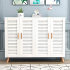 Meuble à chaussures en bois massif blanc à persiennes pour entrée