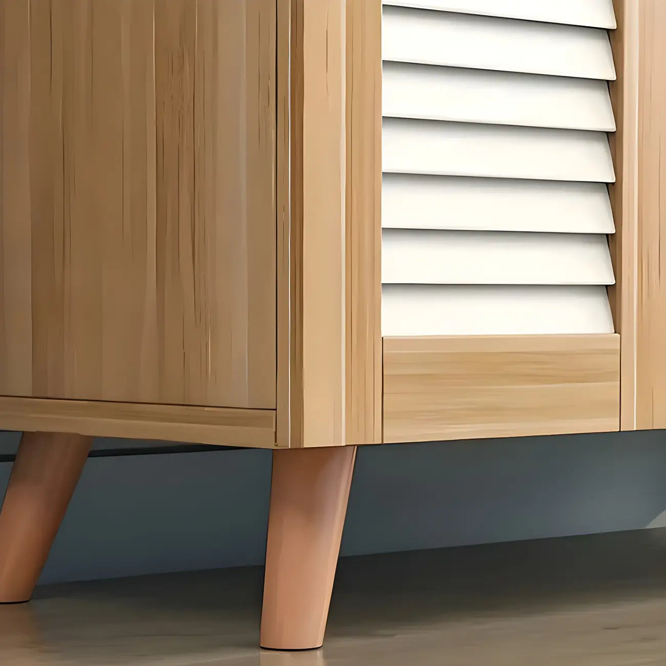 Meuble à chaussures en bois massif blanc à persiennes pour entrée