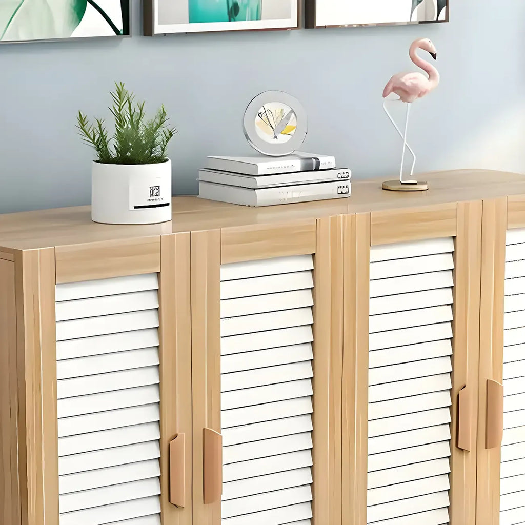 Meuble à chaussures en bois massif blanc à persiennes pour entrée