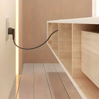 Meuble TV suspendu en bois blanc de style glamour avec tiroirs et étagères