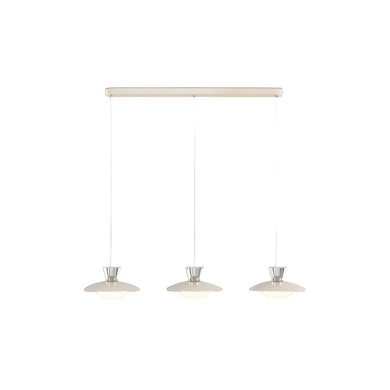 Suspension LED argentée moderne à intensité variable pour îlot de cuisine