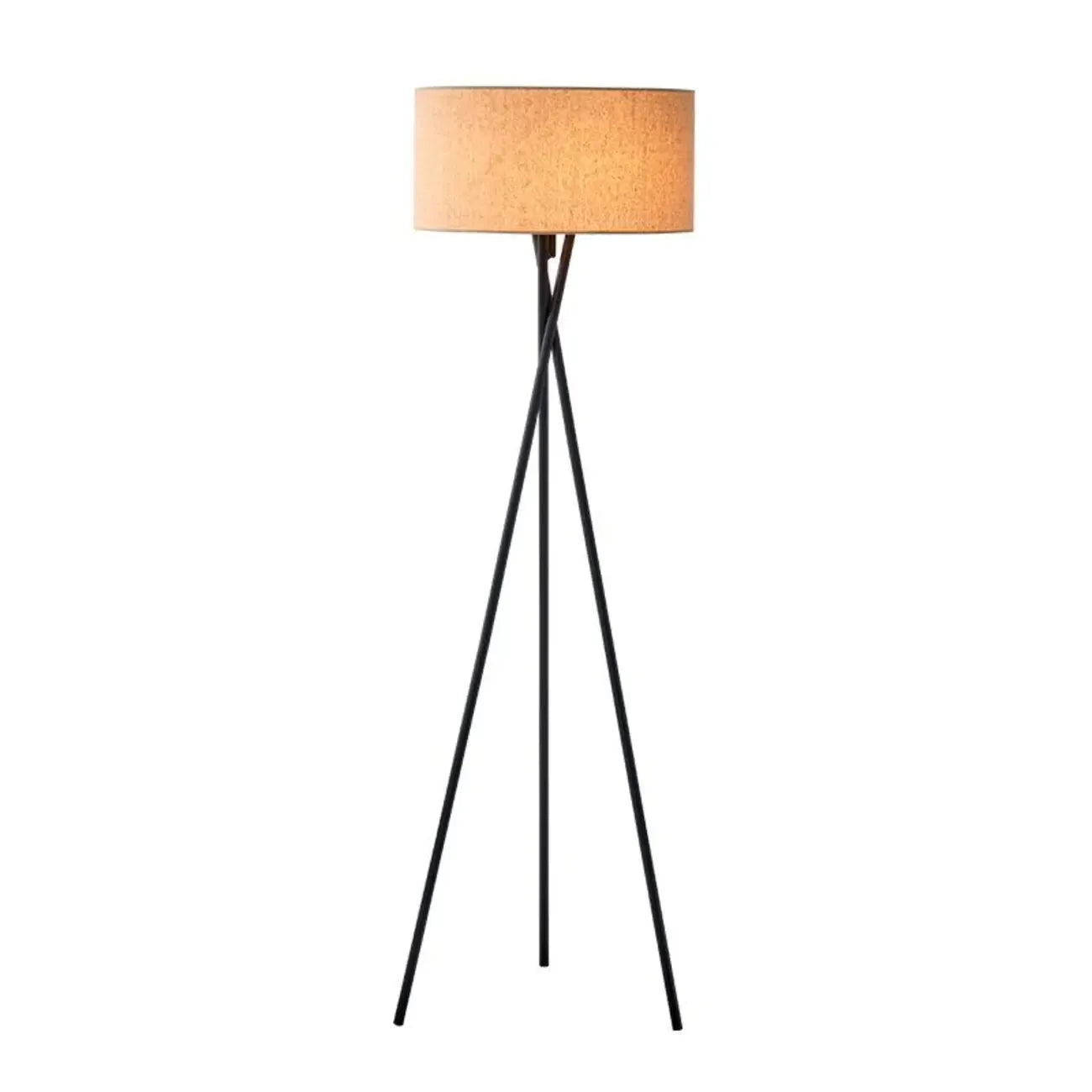 Lampadaire moderne trépied LED noir avec abat-jour cylindrique