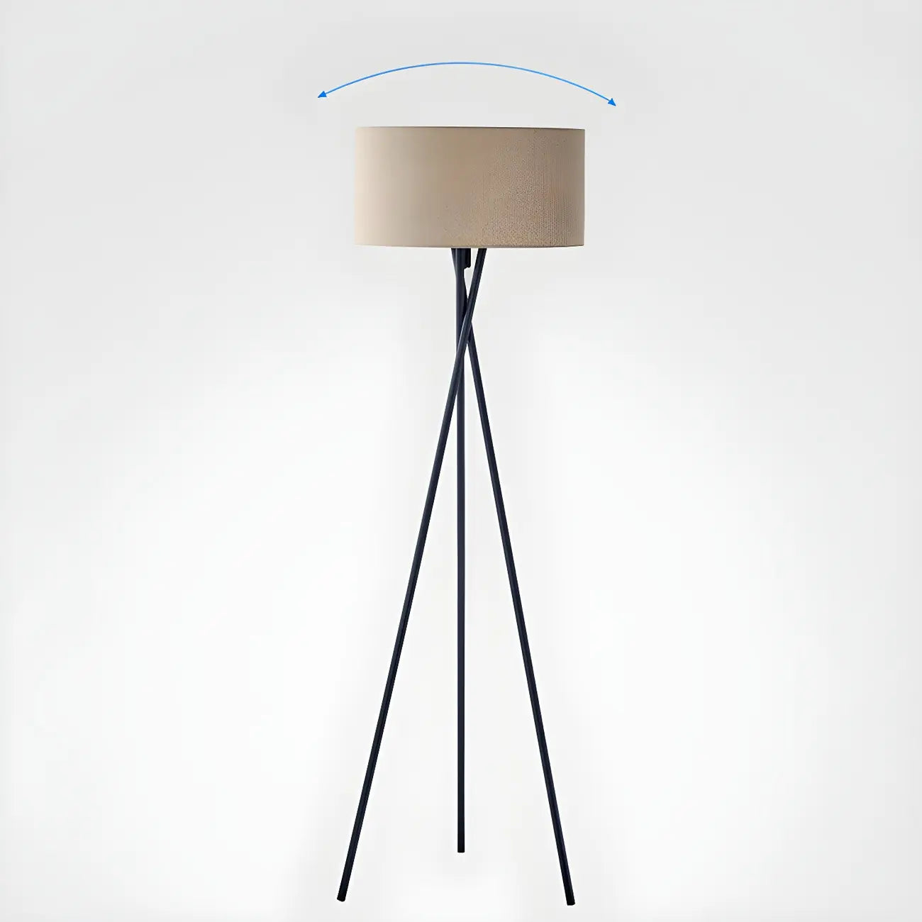 Lampadaire moderne trépied LED noir avec abat-jour cylindrique
