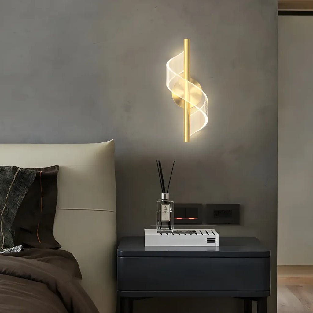 Applique murale LED spirale élégante et à intensité variable pour l'éclairage de la chambre