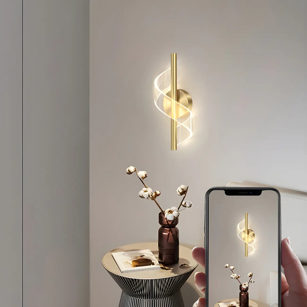 Applique murale LED spirale élégante et à intensité variable pour l'éclairage de la chambre
