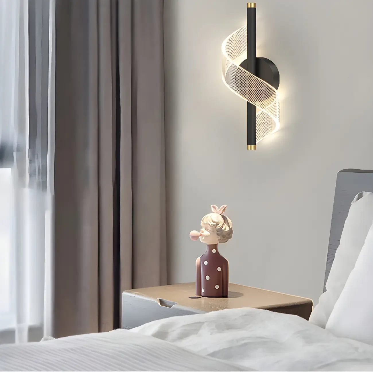 Applique murale LED spirale élégante et à intensité variable pour l'éclairage de la chambre