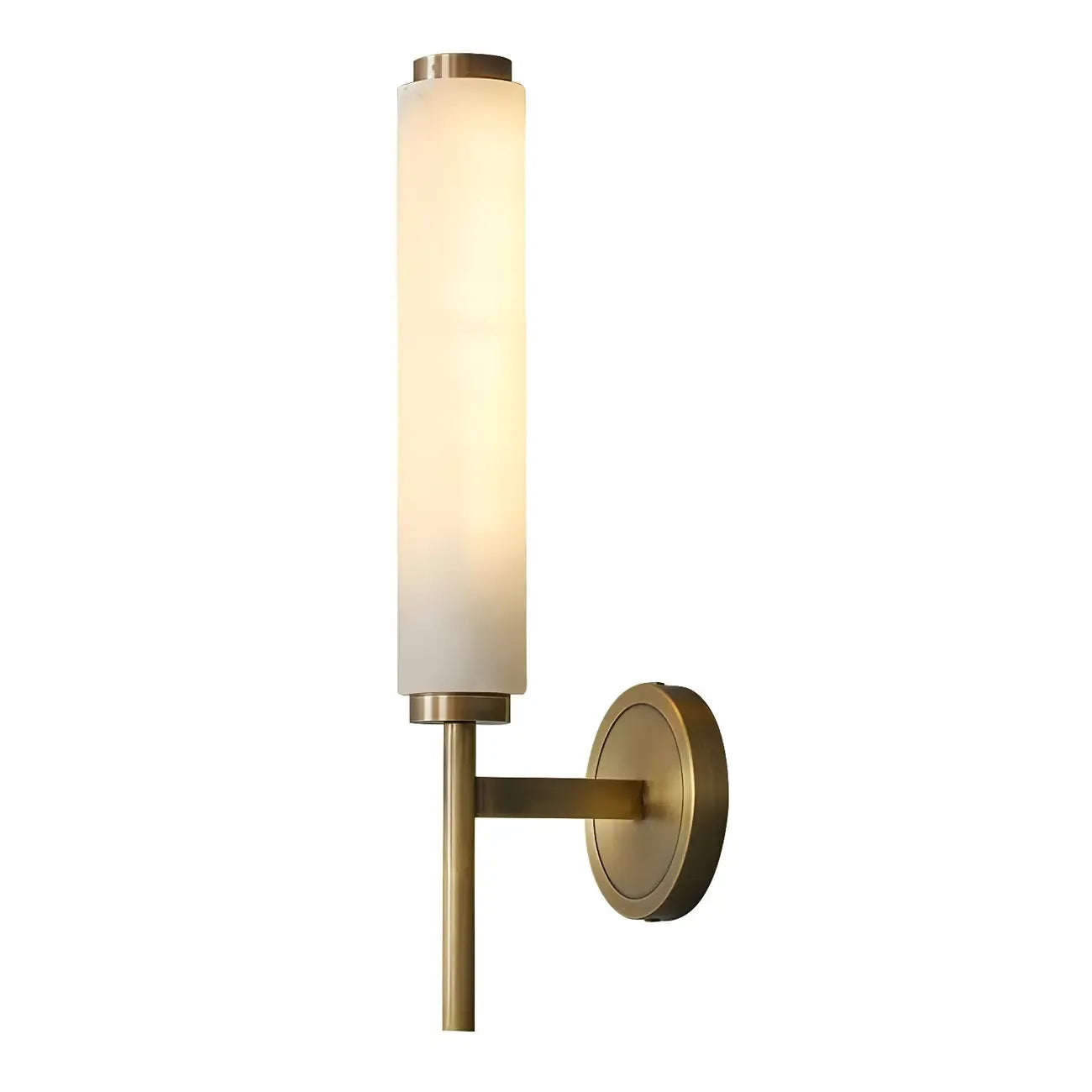 Applique murale moderne cylindrique en pierre dorée avec éclairage LED pour chambre