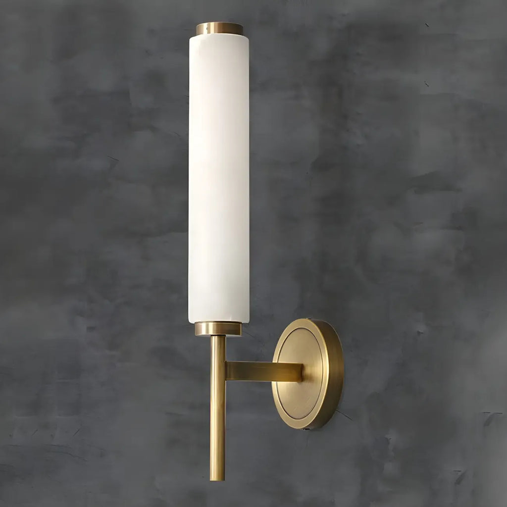 Applique murale moderne cylindrique en pierre dorée avec éclairage LED pour chambre
