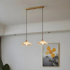 Suspension moderne à 2 lumières avec dôme en verre doré pour îlot de cuisine