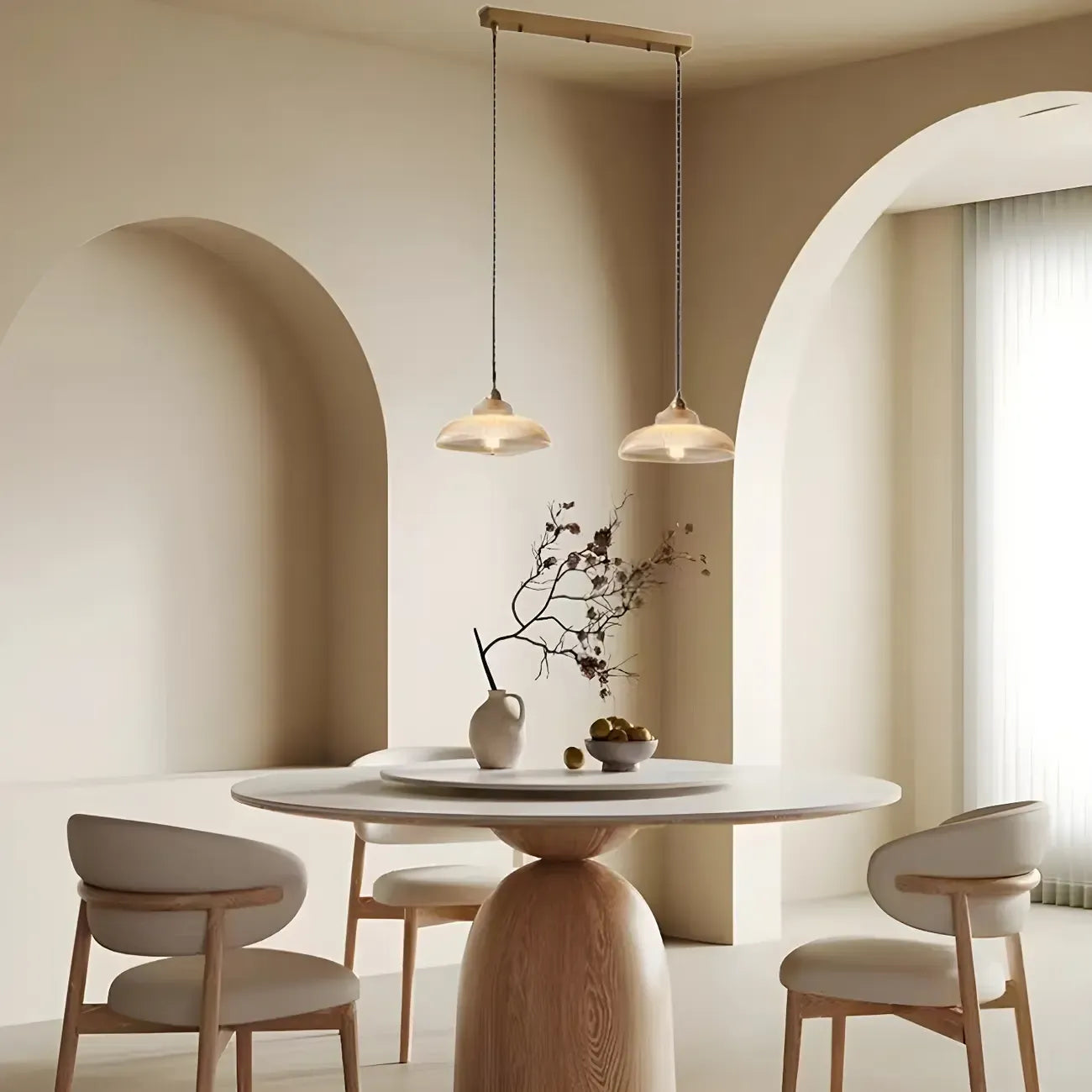 Suspension moderne à 2 lumières avec dôme en verre doré pour îlot de cuisine