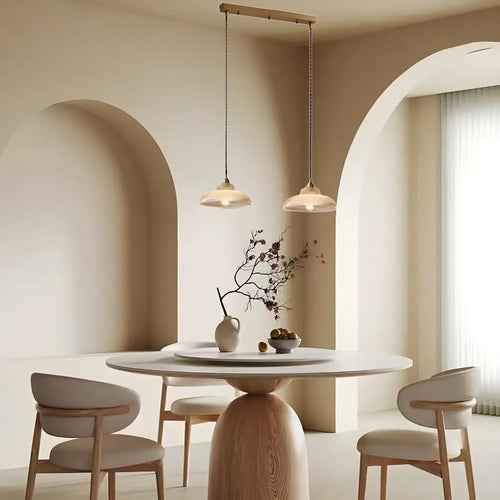 Suspension moderne à 2 lumières avec dôme en verre doré pour îlot de cuisine