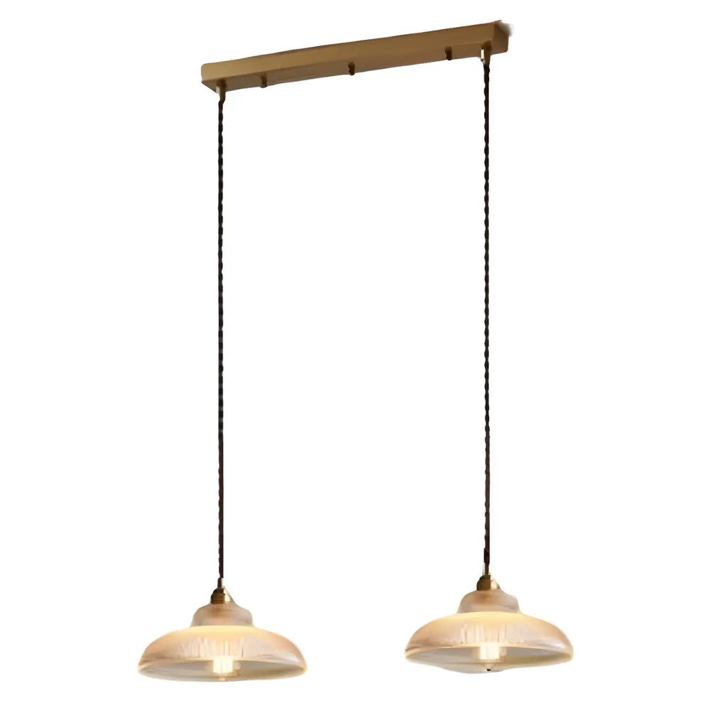 Suspension moderne à 2 lumières avec dôme en verre doré pour îlot de cuisine