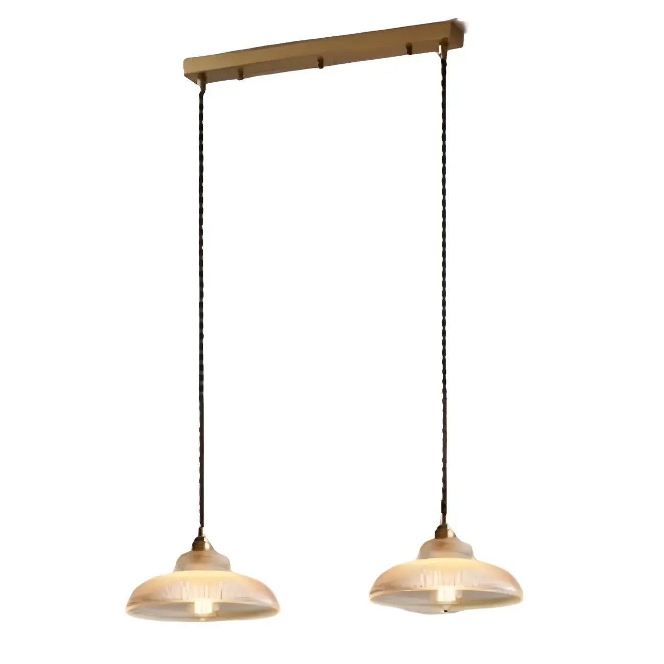 Suspension moderne à 2 lumières avec dôme en verre doré pour îlot de cuisine