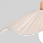 Plafonnier semi-encastré en bois finition naturelle avec abat-jour en tissu