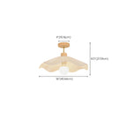 Plafonnier semi-encastré en bois finition naturelle avec abat-jour en tissu