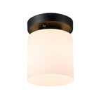 Plafonnier semi-encastré cylindrique minimaliste en verre noir