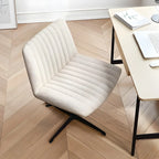 Chaise d'appoint pivotante réglable en cuir crème moderne