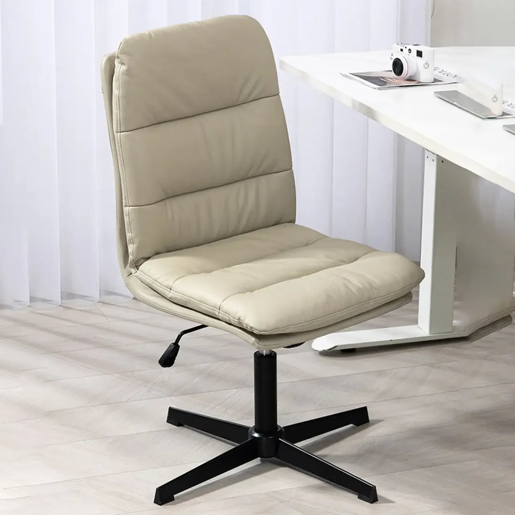 Fauteuils de bureau pivotants en cuir blanc avec verrouillage d'inclinaison