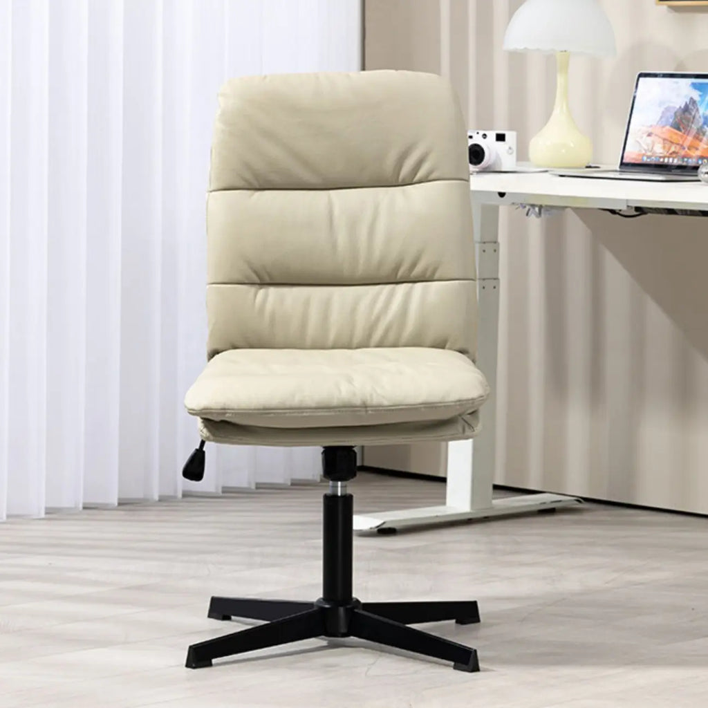 Fauteuils de bureau pivotants en cuir blanc avec verrouillage d'inclinaison