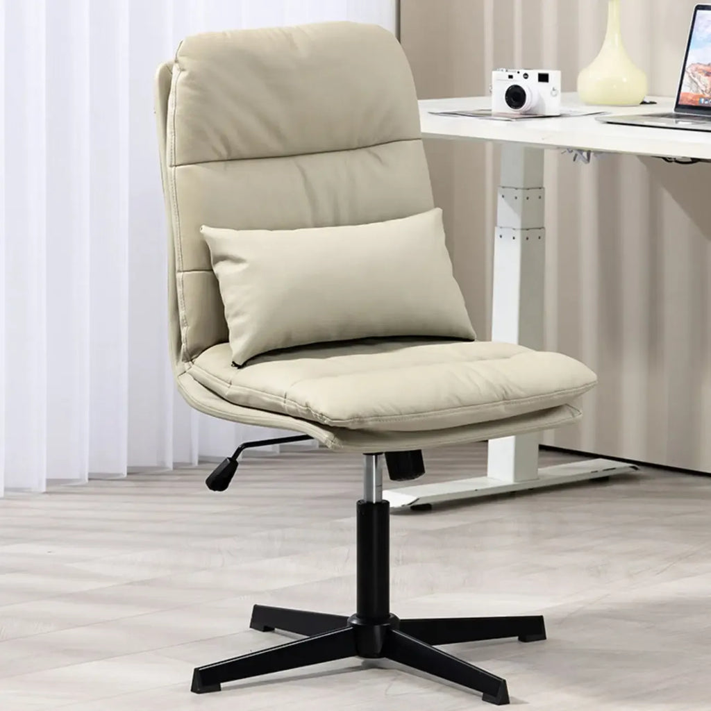 Fauteuils de bureau pivotants en cuir blanc avec verrouillage d'inclinaison