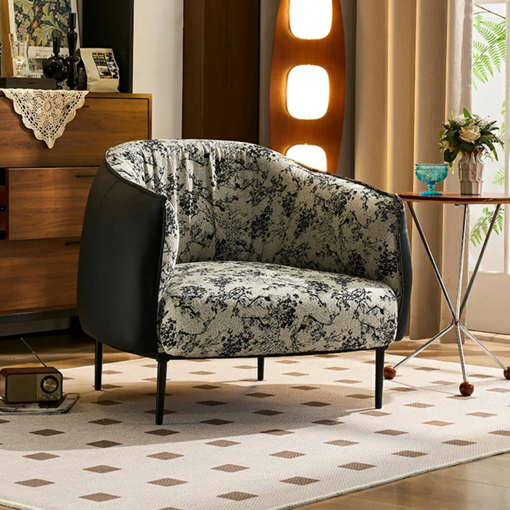 Fauteuil d'appoint moderne surdimensionné en cuir, style tonneau, pour salon