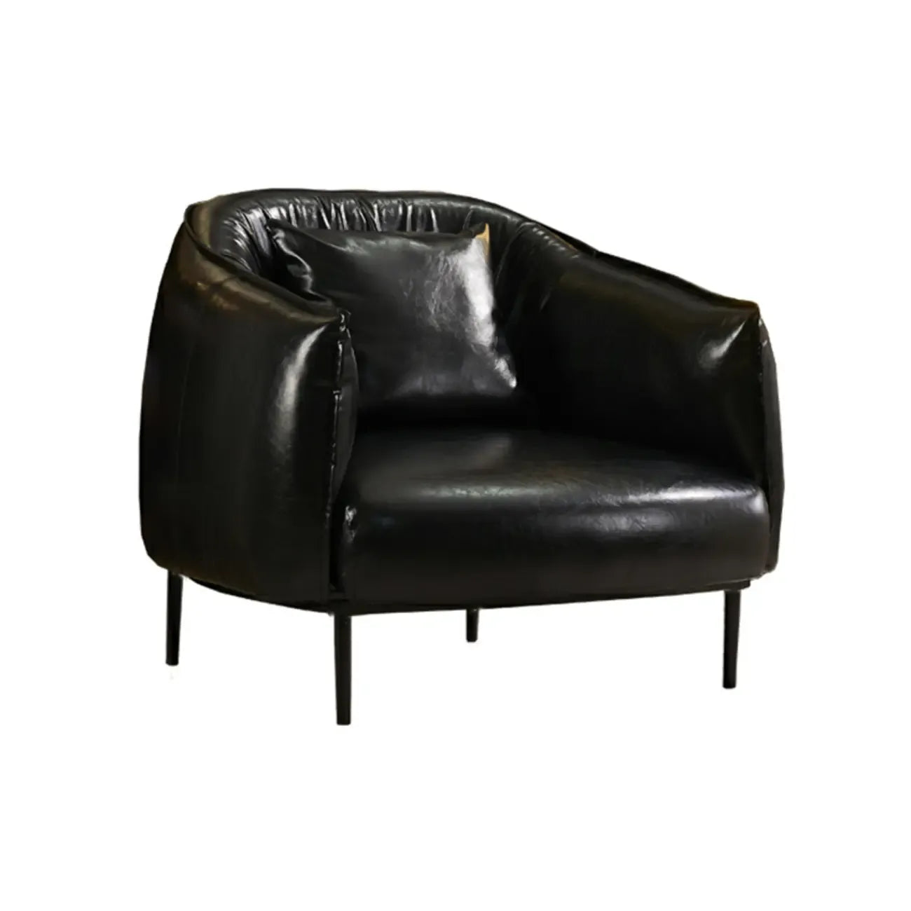 Fauteuil d'appoint moderne surdimensionné en cuir, style tonneau, pour salon