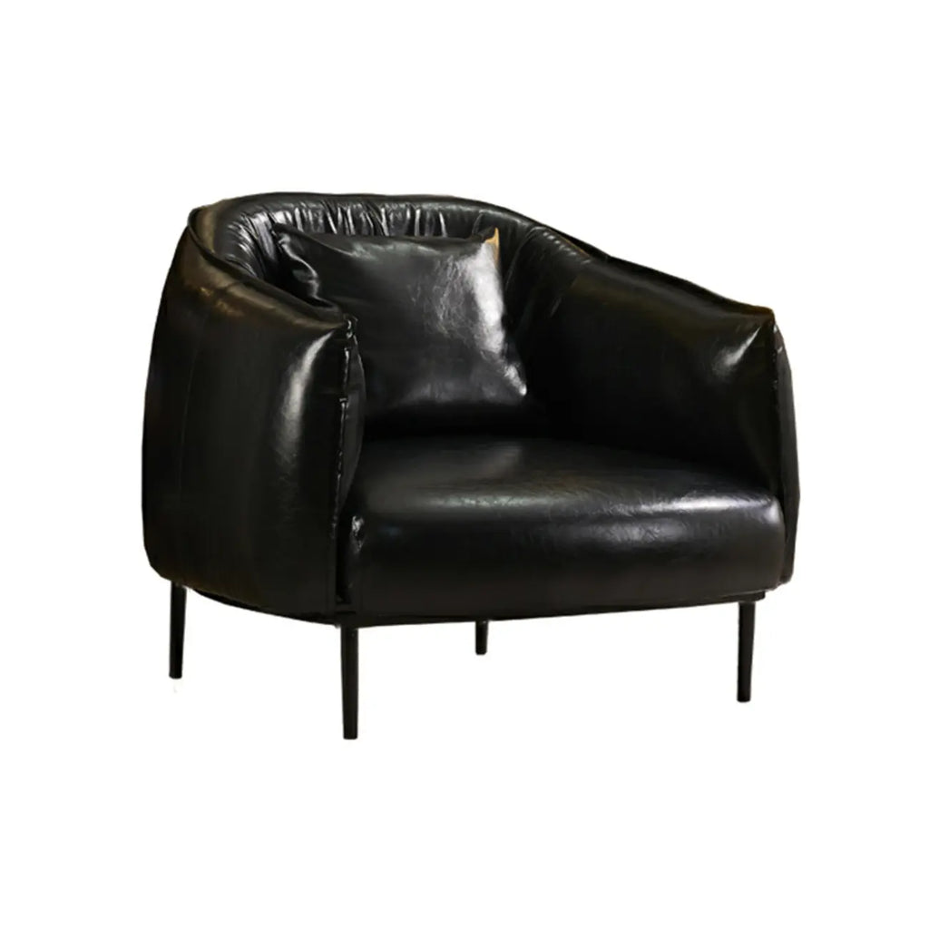 Fauteuil d'appoint moderne surdimensionné en cuir, style tonneau, pour salon