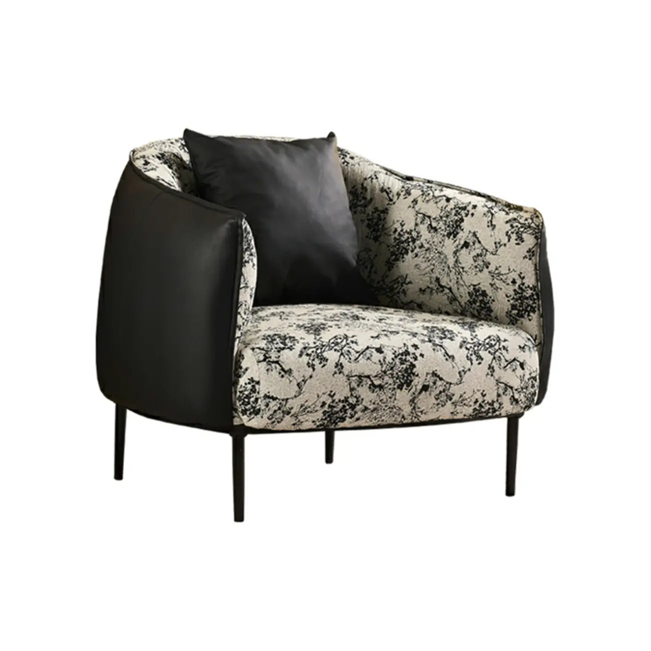 Fauteuil d'appoint moderne surdimensionné en cuir, style tonneau, pour salon