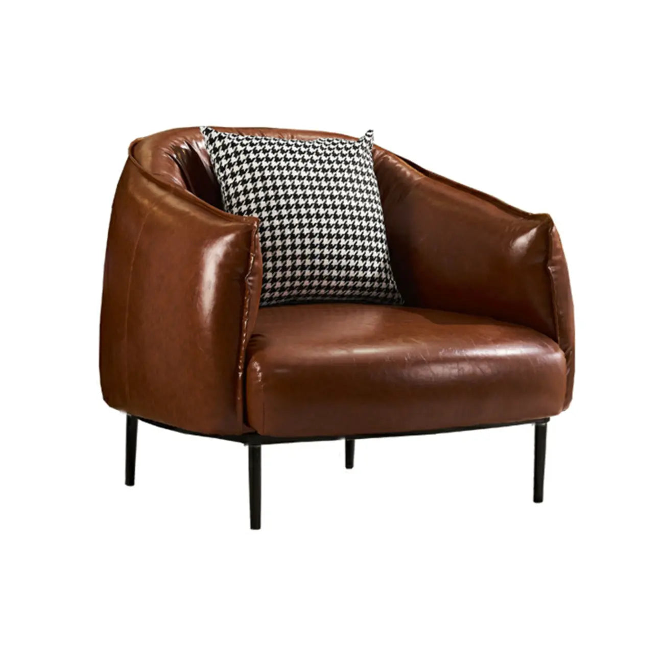 Fauteuil d'appoint moderne surdimensionné en cuir, style tonneau, pour salon