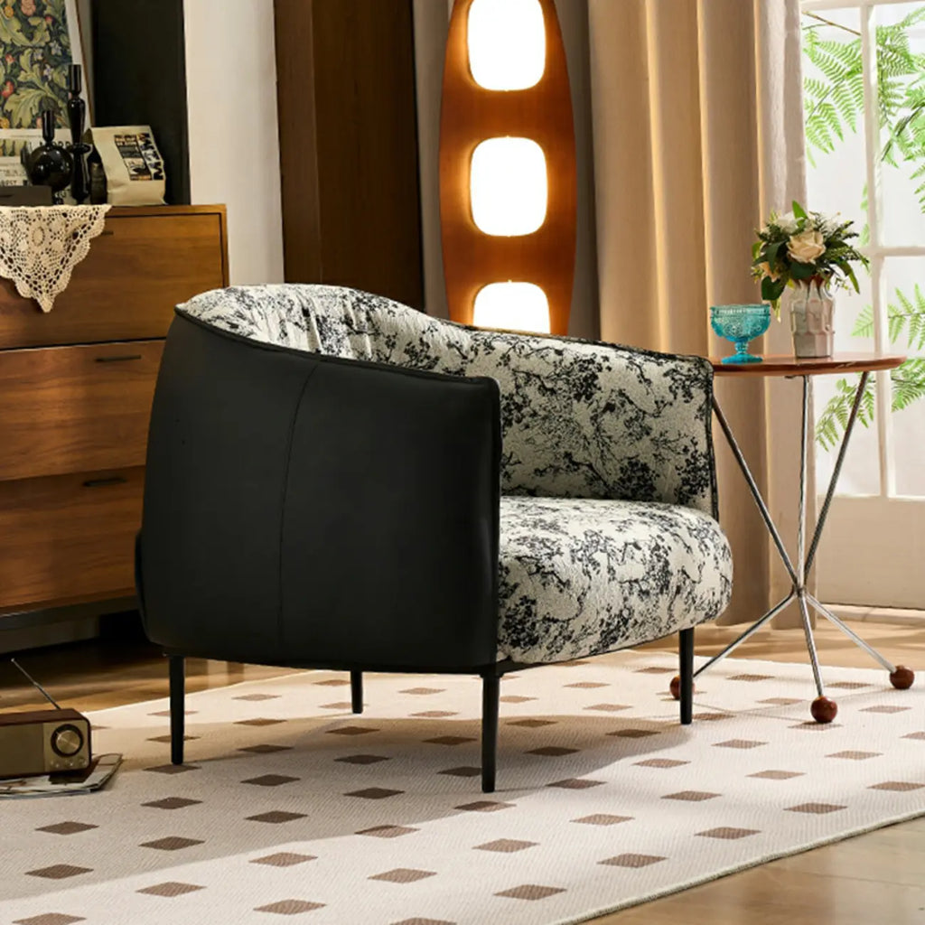 Fauteuil d'appoint moderne surdimensionné en cuir, style tonneau, pour salon
