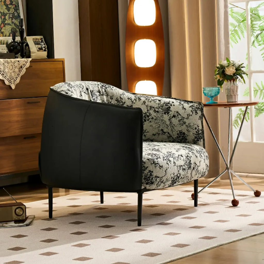 Fauteuil d'appoint moderne surdimensionné en cuir, style tonneau, pour salon