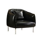 Fauteuil d'appoint moderne surdimensionné en cuir, style tonneau, pour salon