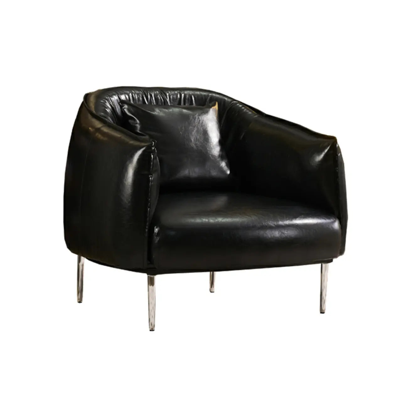 Fauteuil d'appoint moderne surdimensionné en cuir, style tonneau, pour salon